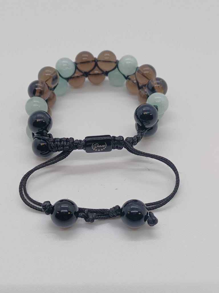 SMOKEY QUARTZ AND AQUAMARINE DOUBLE BRACELET