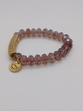 Load image into Gallery viewer, PURPLE CRYSTAL BEAD BRACELET WITH CZ GOLD BAR