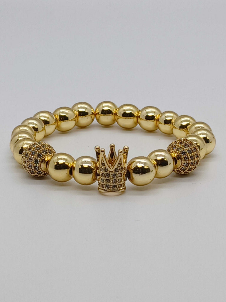 GOLD HEMATITE BRACELET WITH CZ ACCENT BEADS