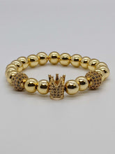 Load image into Gallery viewer, GOLD HEMATITE BRACELET WITH CZ ACCENT BEADS