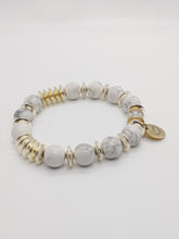 Load image into Gallery viewer, HOWLITE AND HEMATITE BRACELET WITH CZ ACCENT
