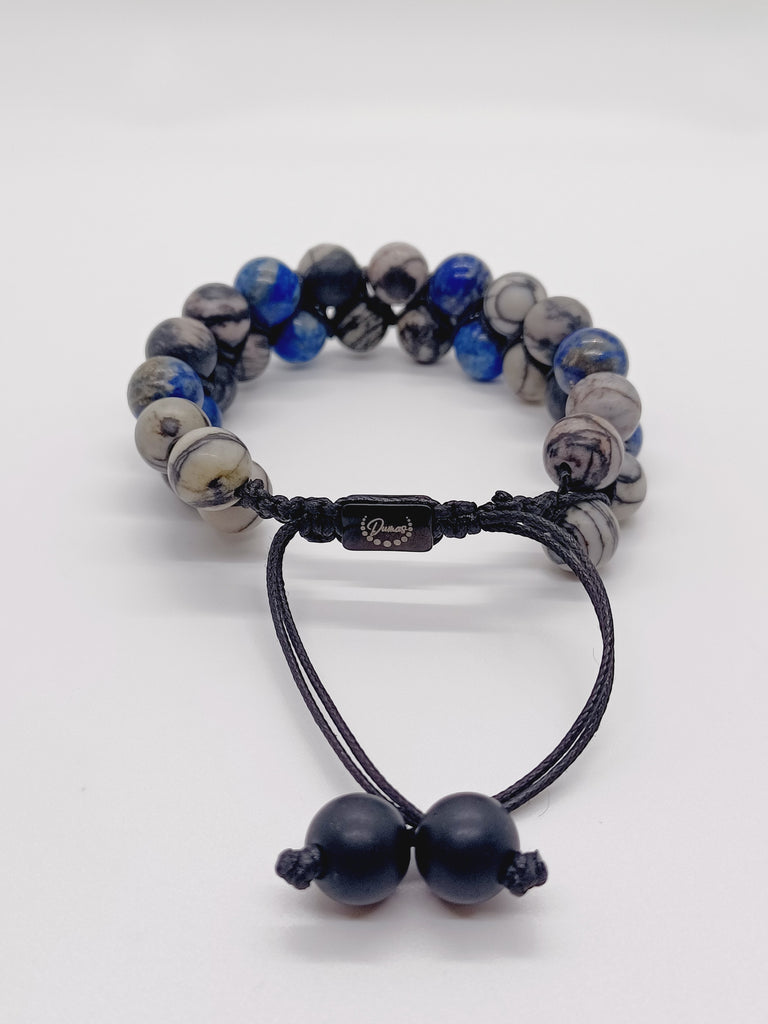 SODALITE AND NETWORK JASPER DOUBLE BRACELET