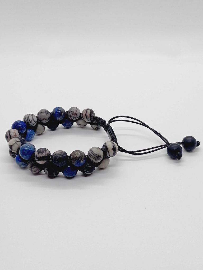 SODALITE AND NETWORK JASPER DOUBLE BRACELET