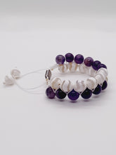 Load image into Gallery viewer, DZI AGATE AND AMETHYST DOUBLE BRACELET