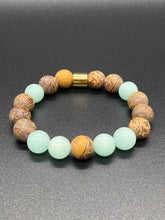 Load image into Gallery viewer, CALLIGRAPHY JASPER AND AQUAMARINE BRACELET